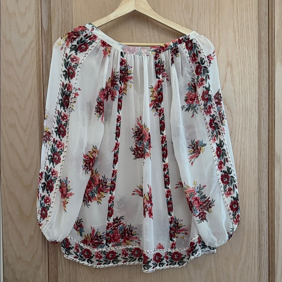 Joie White and Red Floral Blouse - Picture 3 of 4